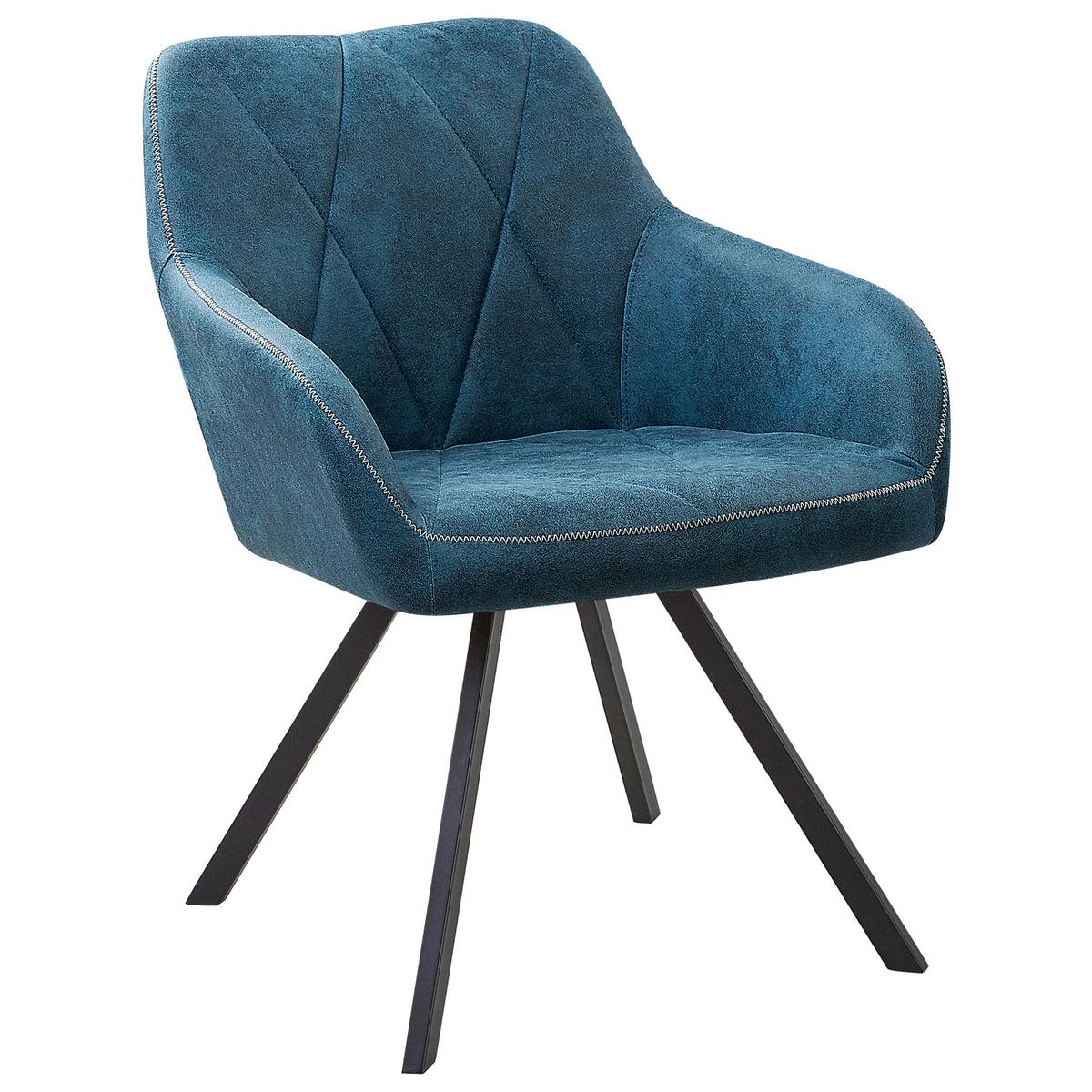 ESSZIMMERSTUHL 2er-Set Polsterbezug Blau Monee - Blau, Textil/Metall (48/78/50cm) - Beliani