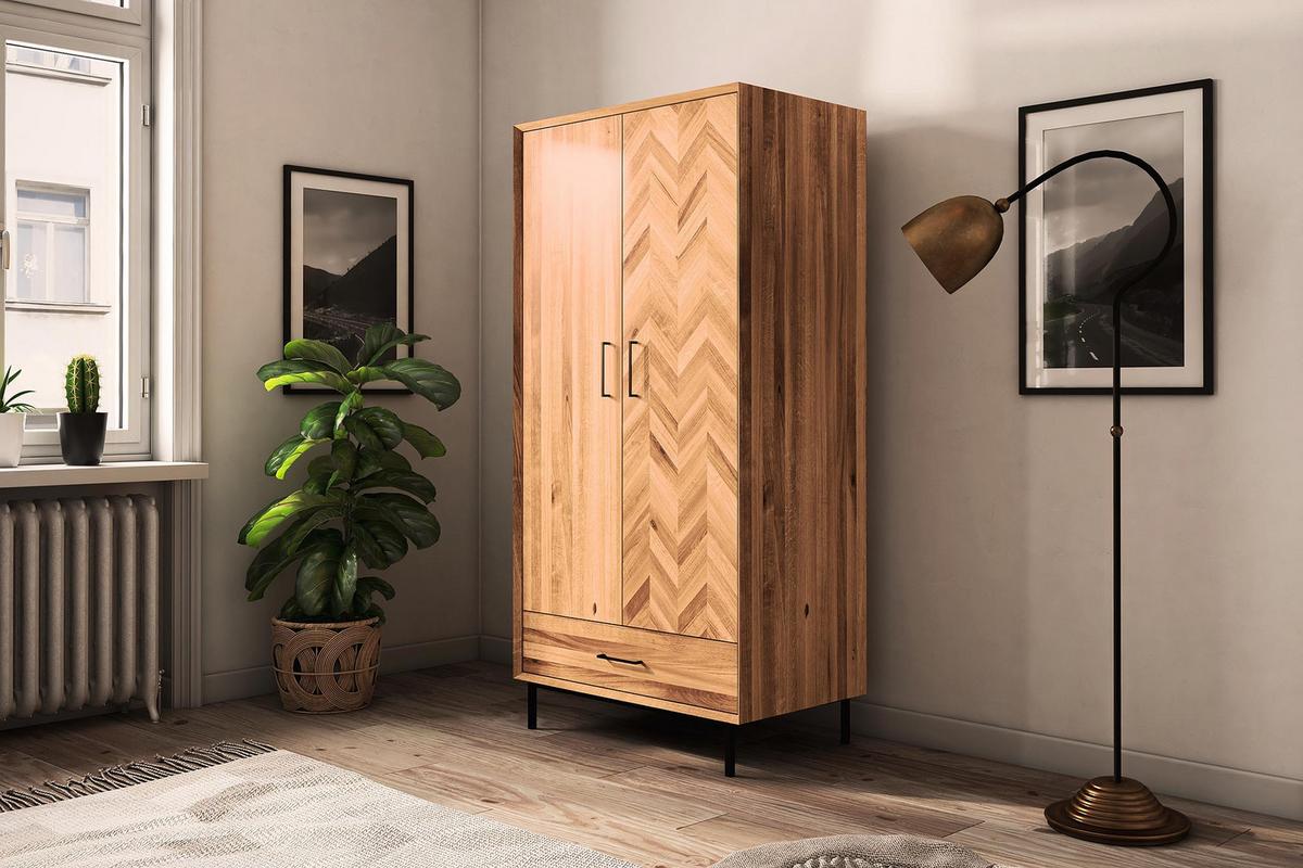 KLEIDERSCHRANK 2 TÜREN LEON Wildeiche - Wildeiche, Holz (97/196/45cm) - byoak