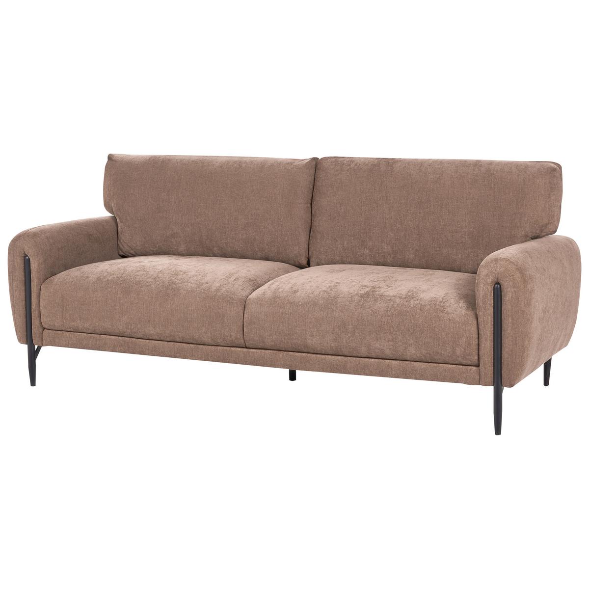3-SITZER-SOFA Chenillegewebe Braun Skaro - Schwarz/Braun, Textil (214/87/89cm) - Beliani