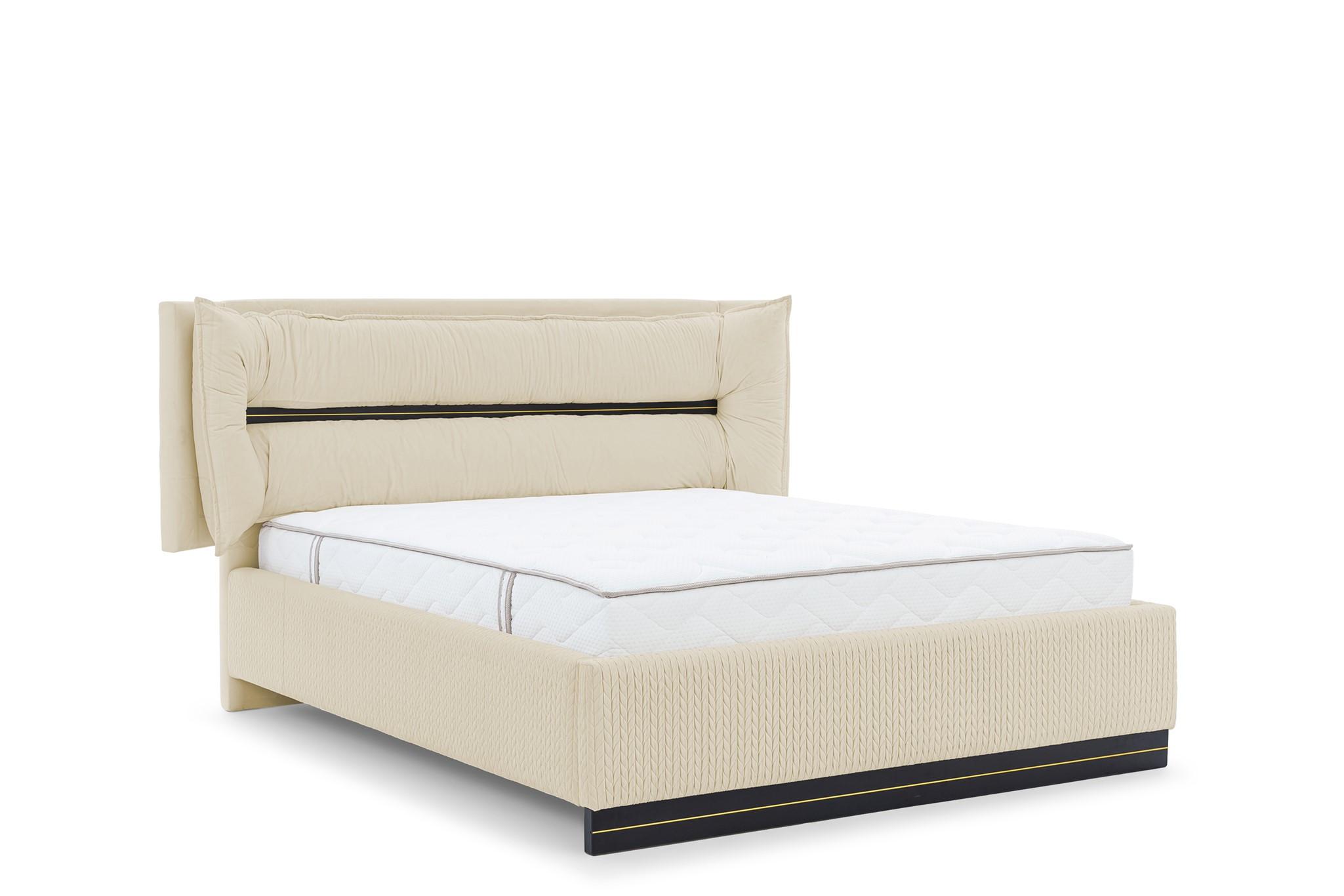 POLSTERBETT Hamilton Magic Velvet Set.3 - Creme, Holzwerkstoff/Textil (140/200cm) - Fun Möbel