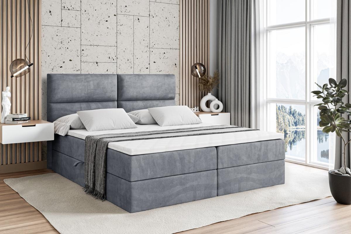 BOXBETT mit Matratze H3 und Lattenrost - BOXI3 - 180x200 cm Grau - Grau, Holzwerkstoff (180/200cm) - ALTDECOR