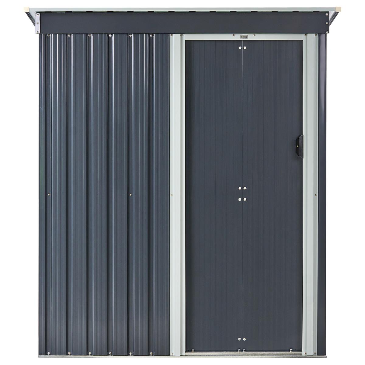 GERÄTEHAUS 150 cm 89 cm Graphitgrau Aisone - Graphitfarben/Weiß, Metall (150/182/89cm) - Beliani