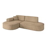 ECKSOFA Ottomane Links MARI-L1 - 243x171x79 cm Taupe Velours - Taupe/Schwarz, Holzwerkstoff/Kunststoff (243/171cm) - ALTDECOR