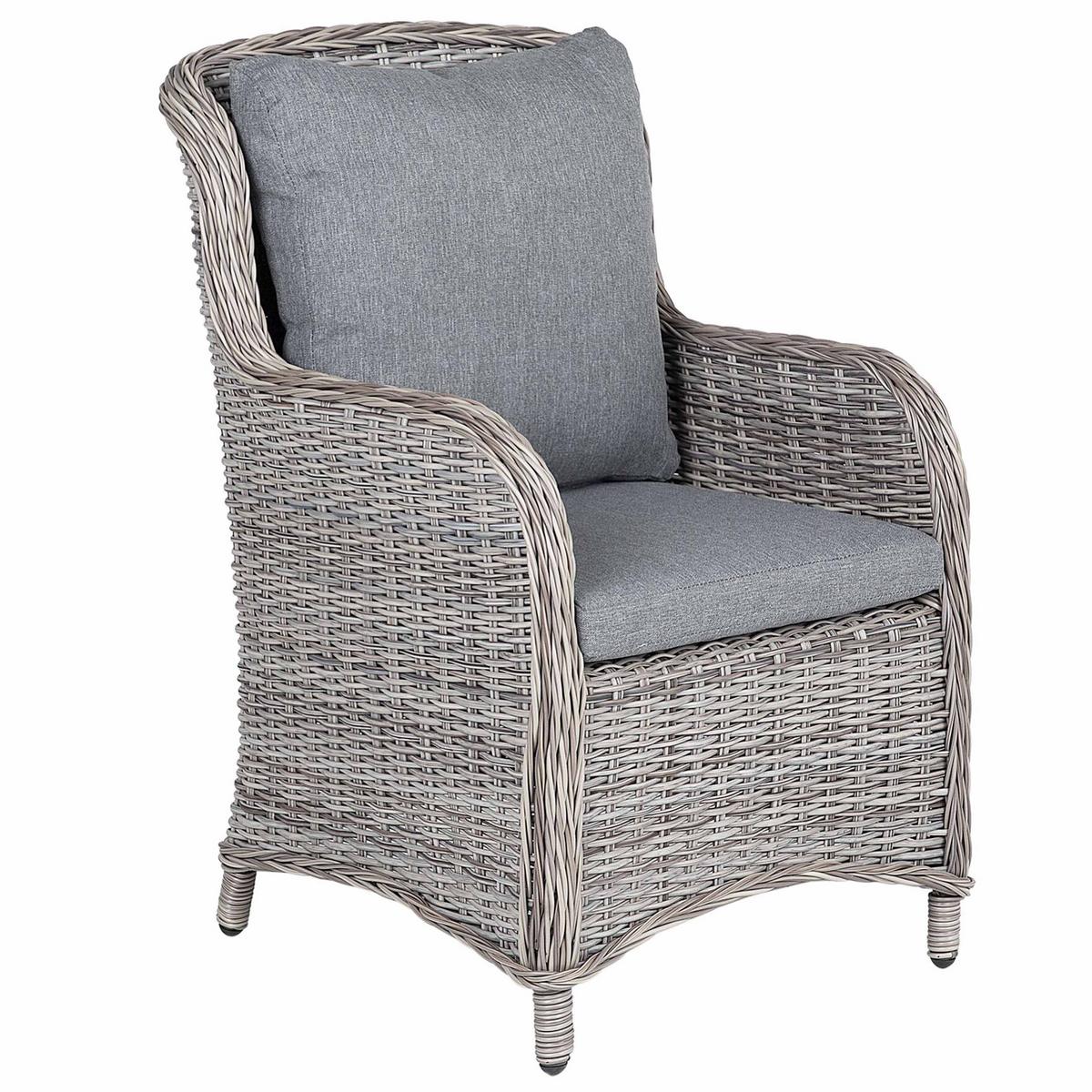 GARTENSESSEL 2er-Set PE Rattan grau Cascais - Grau, Kunststoff (60/96/73cm) - Beliani