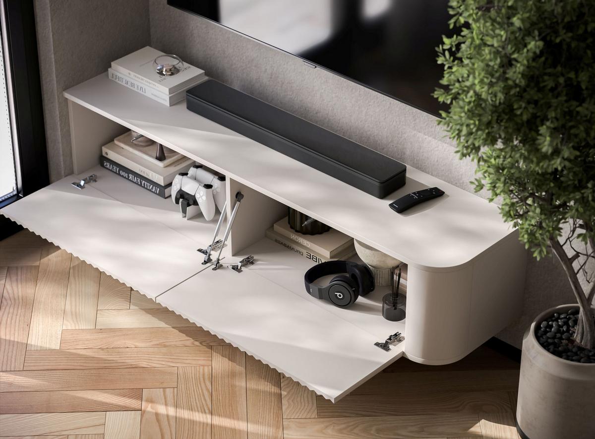 TV-LOWBOARD Aurora Kaschmir matt 140 cm - Kaschmir, Holzwerkstoff (140/30/35cm) - Meble Lindner