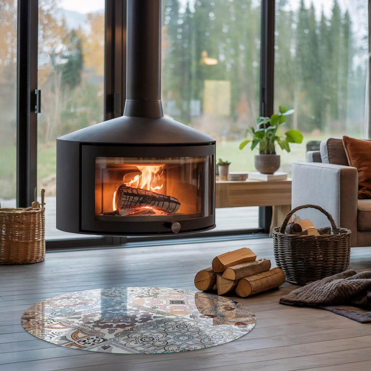 GLASPLATTE für Kamin Ø 90 cm - Grau, Glas (90/90/0.4cm) - TULUP