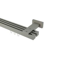 GARDINENSTANGE INNENLAUF Quadline Sono 240 cm (geteilt in 2 x 120 cm), 2-läufig, 20x20 mm Satin-Silber - Silberfarben, Metall (240cm) - INTERDECO