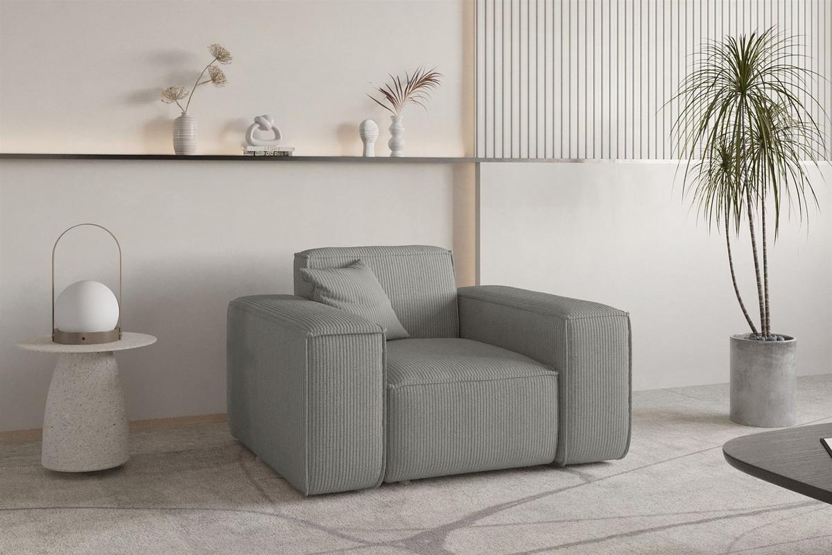 SOFASET Celes Premium 3-2-1 Stoff Scala - Grau, Holzwerkstoff/Textil (225/73/88cm) - Fun Möbel