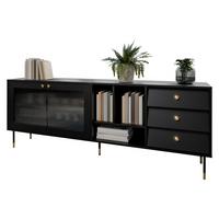 SIDEBOARD Valerio 200 - Goldfarben/Schwarz, Holzwerkstoff/Kunststoff (200/75/39cm) - MIRJAN24