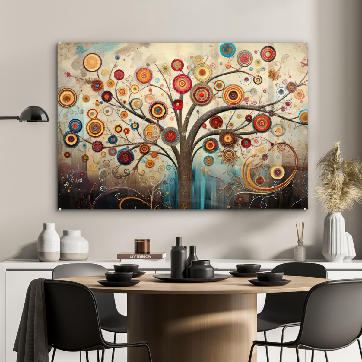 ACRYLGLASBILD Baum - Baum des Lebens - Farbe Room Decor 90x60 cm - Braun, Glas (90/60cm) - MuchoWow
