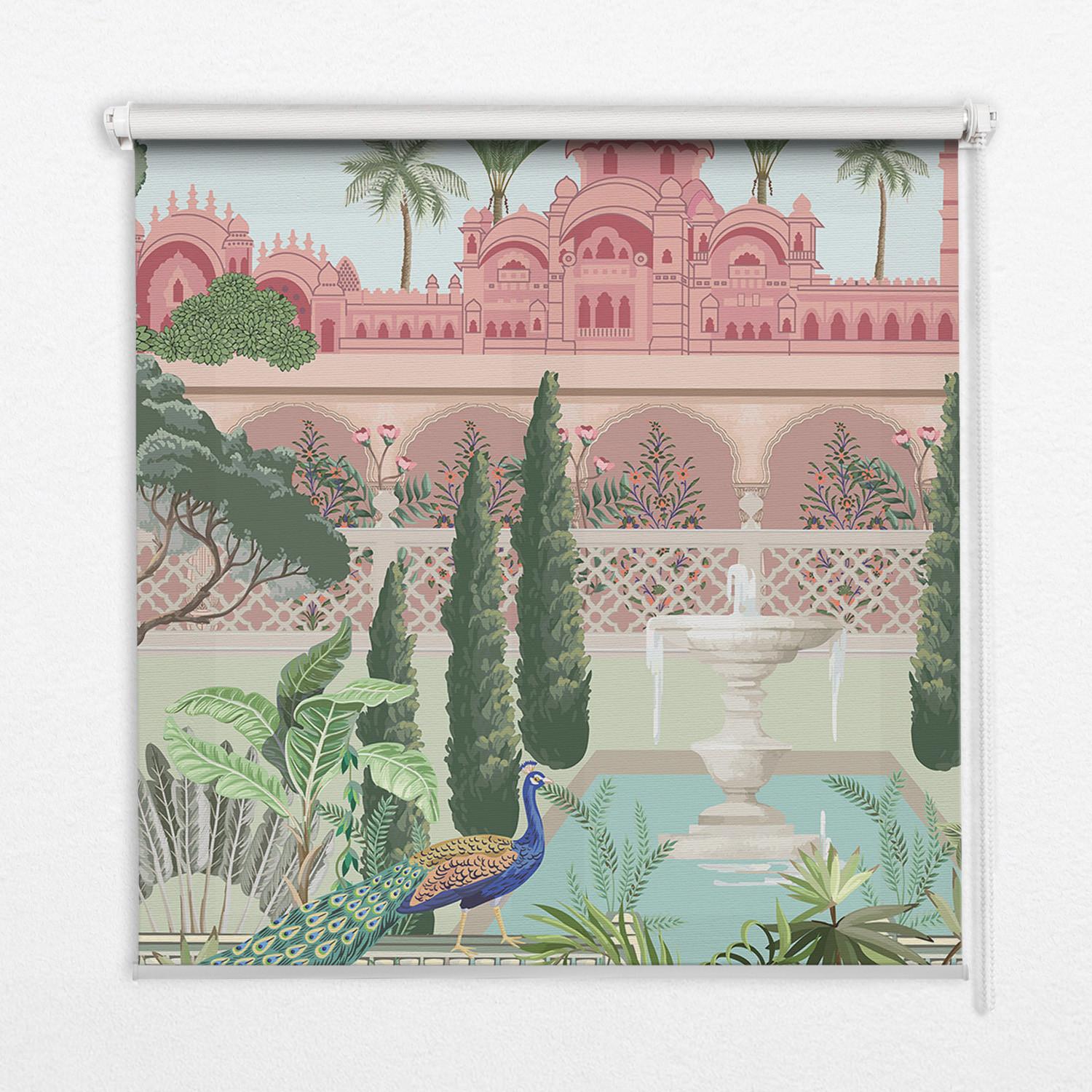 INNENROLLO - Fensterrollo - Rollo - 90x180 cm - Schloss mit Garten - Grün, Kunststoff (90/180/0.5cm) - TULUP