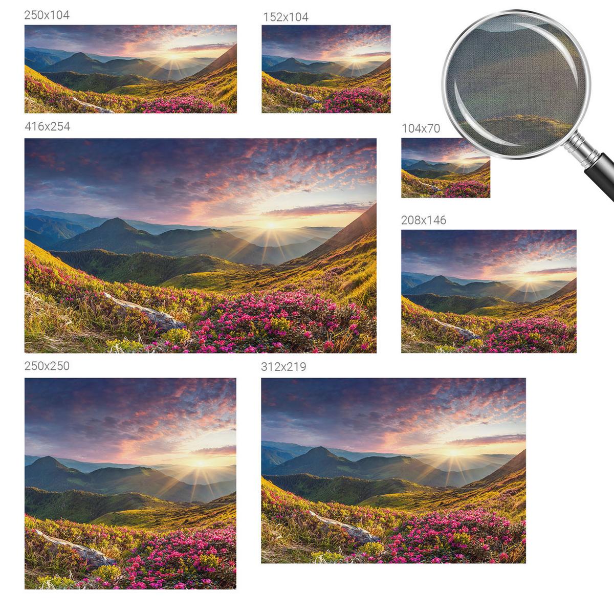 FOTOTAPETE 416x254 cm - Bergpanorama - Grün, Textil (416/254cm) - Wallfluent