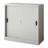 AKTENSCHRANK Rieti - Hellgrau, Metall (90/90/40cm) - [en.casa]