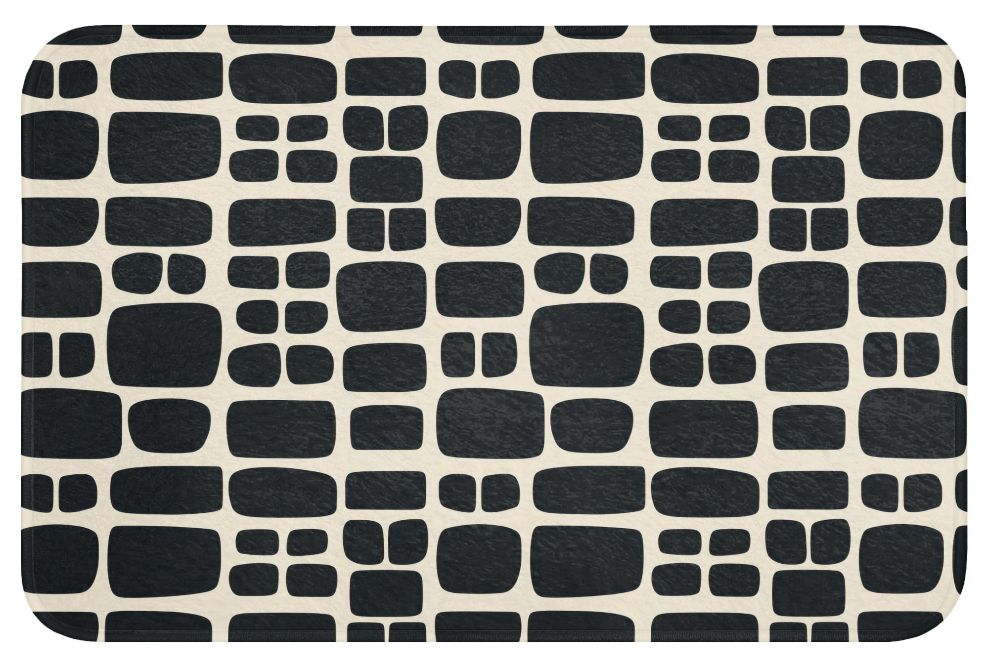 BADEMATTE Modern - Bio - Schwarz Rutschfest 60x40 cm - Anthrazit, Textil (60/40cm) - OnlyWow