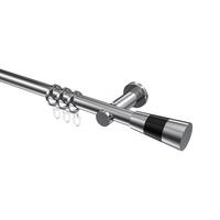 GARDINENSTANGE Platon Tanara 120 cm, 1-läufig, 20 mm Ø Chrom - Chromfarben/Schwarz, Metall (120cm) - INTERDECO