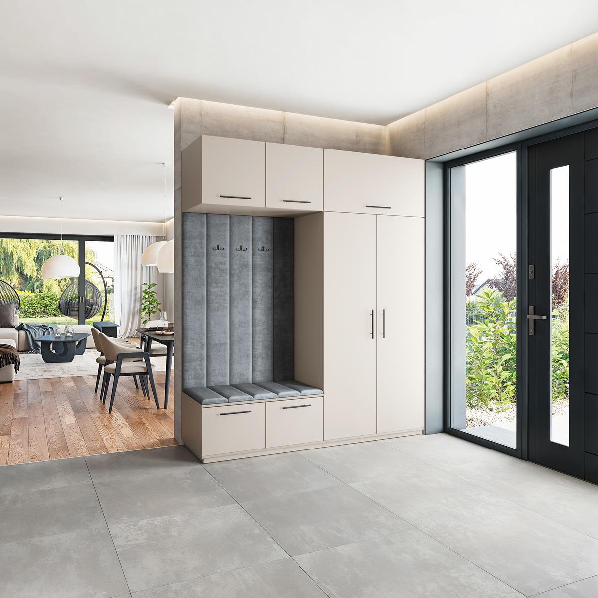 GARDEROBENSCHRANK REMA 200/240/60 cm Modern Garderobe-Set Kaschmir - Kaschmir/Grau, Holzwerkstoff (200/240/60cm) - MASSENO