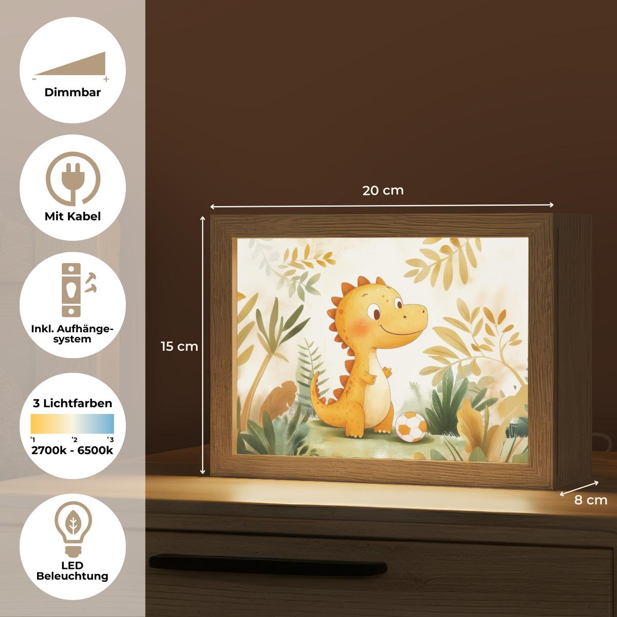 WANDLEUCHTE Dino - Fußball - Orange 20x15 cm - Beige, Holzwerkstoff (20/15/8cm) - OnlyWow