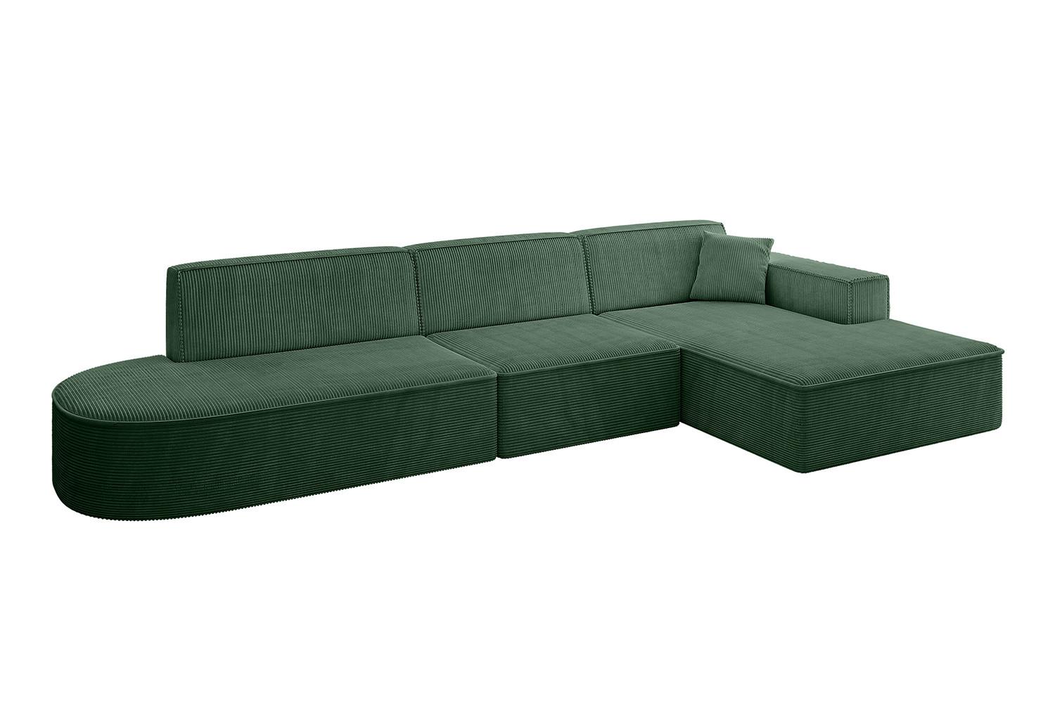 ECKSOFA Ottomane Rechts IREA-L2-v4 - 327x165x77 cm Grün - Currygelb, Holzwerkstoff/Textil (327/165cm) - ALTDECOR