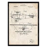 POSTER Aufklärungsflugzeug Patent Gerahmt A3 Schwarzer Rahmen - Schwarz, Papier (29.7/5/42cm) - Nacnic
