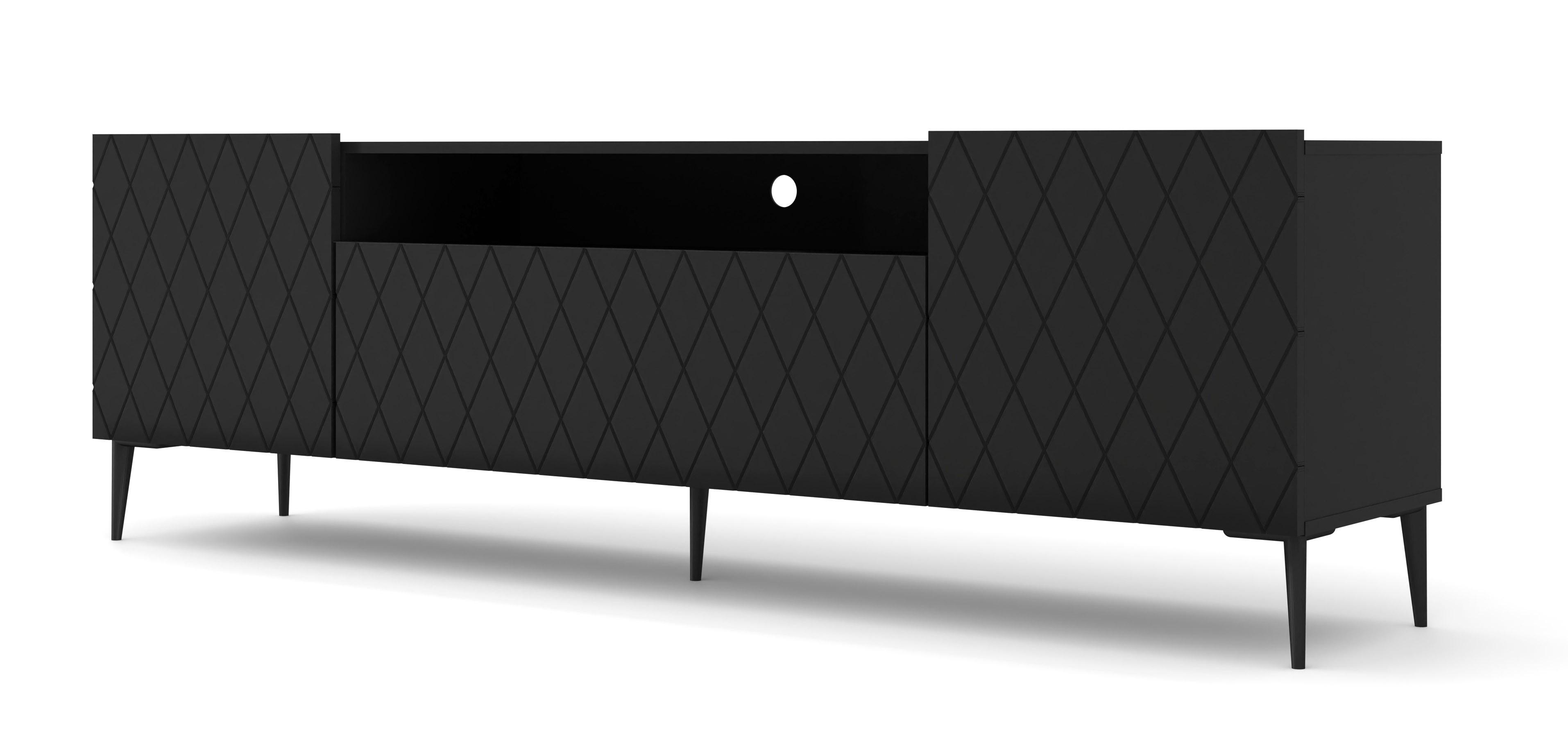 TV LOWBOARD Schwarz, Schwarz 193/60/40 - Schwarz, Holzwerkstoff (193/60/40cm) - RAUMHIRSCH FURNITURE