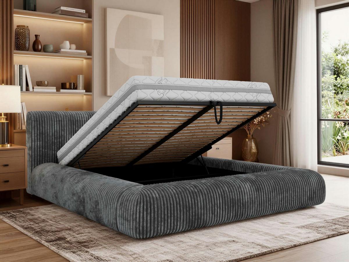 POLSTERBETT TILBEA CLASSIC 140/200 - Grau Cordstoff - Pocket-Matratze - Grau, Textil (140/200cm) - MKS
