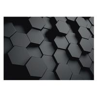 FOTOTAPETE 208x146 cm - 3D-Sechsecke - Schwarz, Textil (208/146cm) - Wallfluent