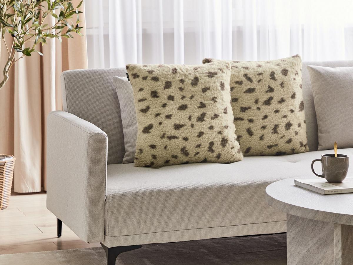 DEKOKISSEN 2er-Set Beige 45/45 cm Kasra - Beige, Kunststoff (45/45cm) - Beliani