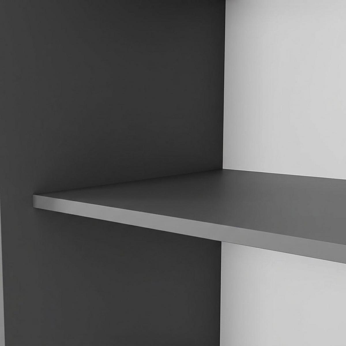 SCHWEBETÜRENSCHRANK Debra mit 2 Türen, 160/216/61 Graphitfarben mit Spiegel - Schwarz, Holzwerkstoff (160/216/61cm) - Beautysofa