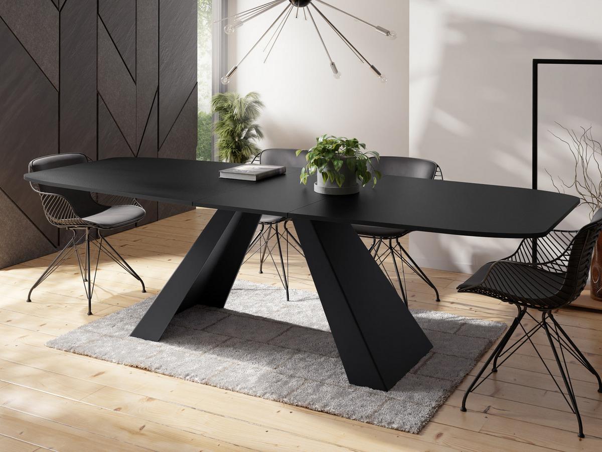 ESSTISCH Monte rechteckig ausziehbar, Schwarz 160-200/80/76 cm - Schwarz, Holzwerkstoff/Metall (80/198/76cm) - WFL GROUP