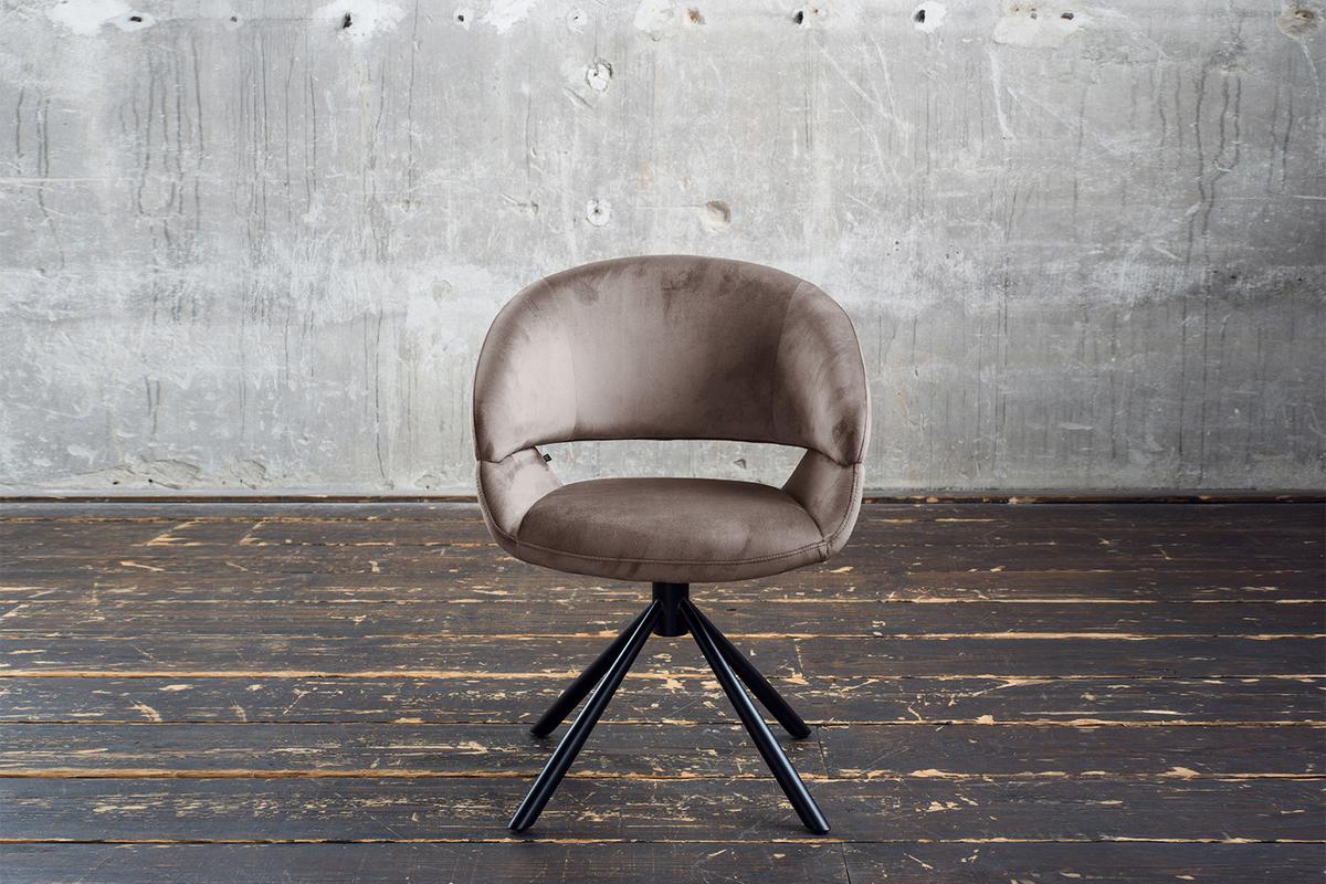 ESSZIMMERSTUHL LARA Taupe Velvet Drehbar (360°) (1er-Set) - Taupe, Kunststoff/Textil (61/82/62cm) - KAWOLA
