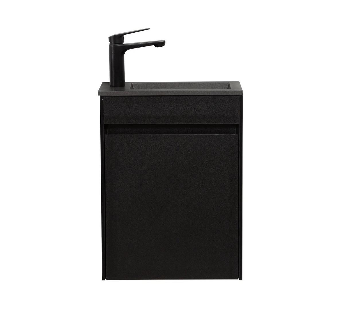 GÄSTE-WC-MÖBELSET Sinta 2 Teile Schwarz Holz - Schwarze Waschbecken - 40 x 22 x 54 cm - Schwarz, Holz (40/54/22cm) - Badplaats