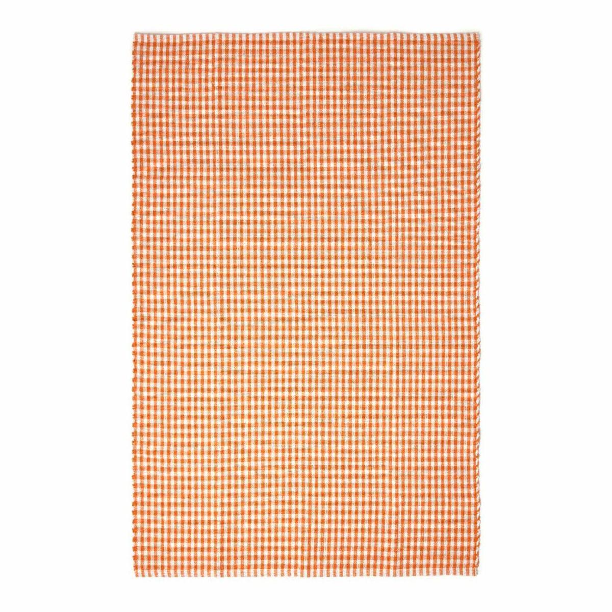 BAUMWOLLTEPPICH Vichy-Karo 70/120 cm - Orange, Textil (70/120cm) - Homescapes