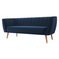 SOFA Pas 3 - Dunkelblau/Naturfarben, Holz/Textil (182/75/74cm) - MIRJAN24