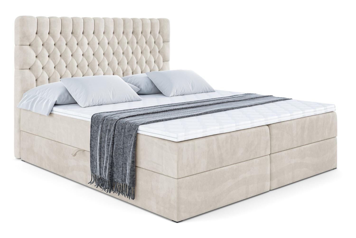 BOXBETT mit Matratze H4 und Lattenrost - SERENE - 140x200 - H4 - Creme - Creme, Holzwerkstoff (140/200cm) - ALTDECOR