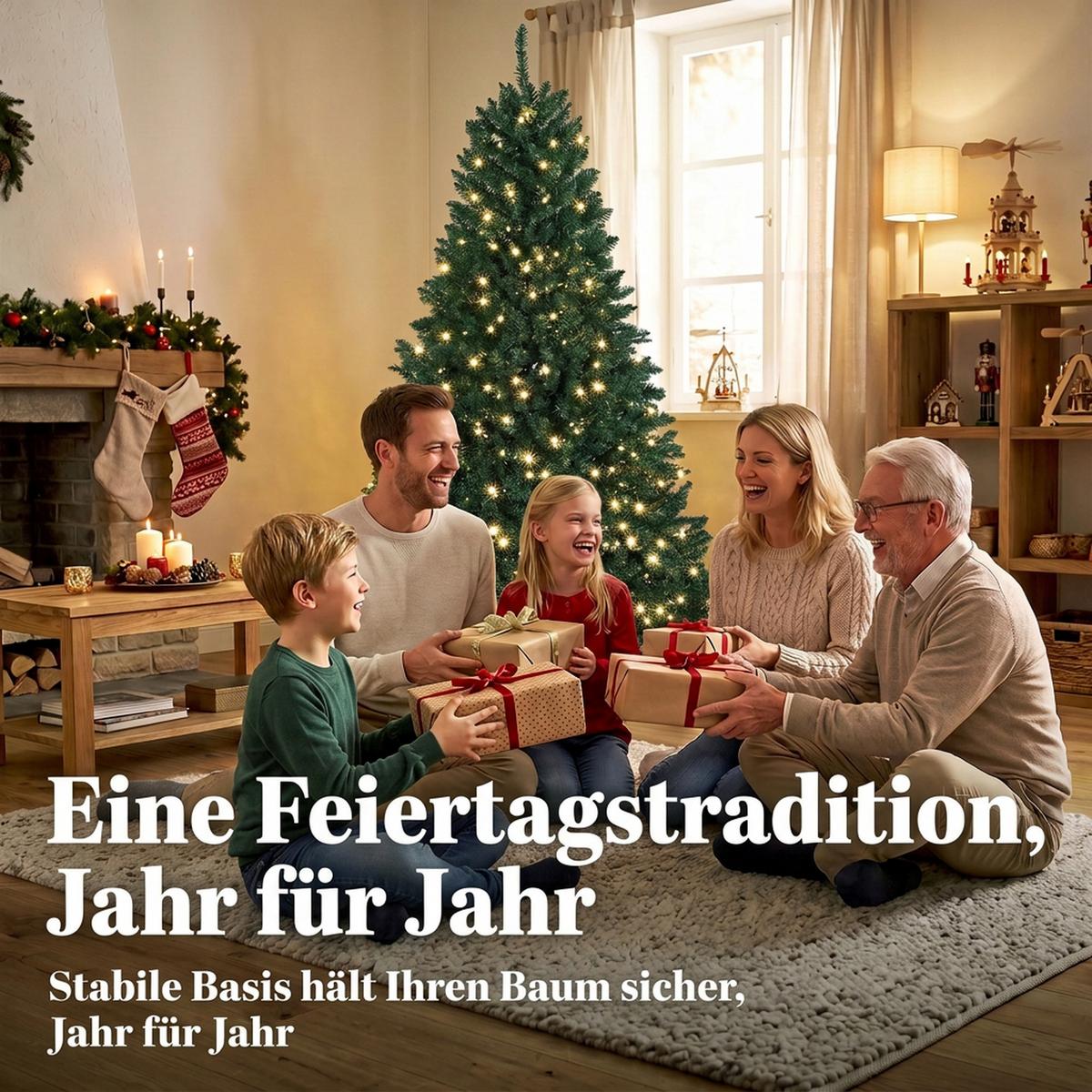 KÜNSTLICHER Weihnachtsbaum, 180 cm Christbaum mit 1494 Spitzen, 550 LED-Leuchte - Grün, Kunststoff (180cm) - HOMCOM