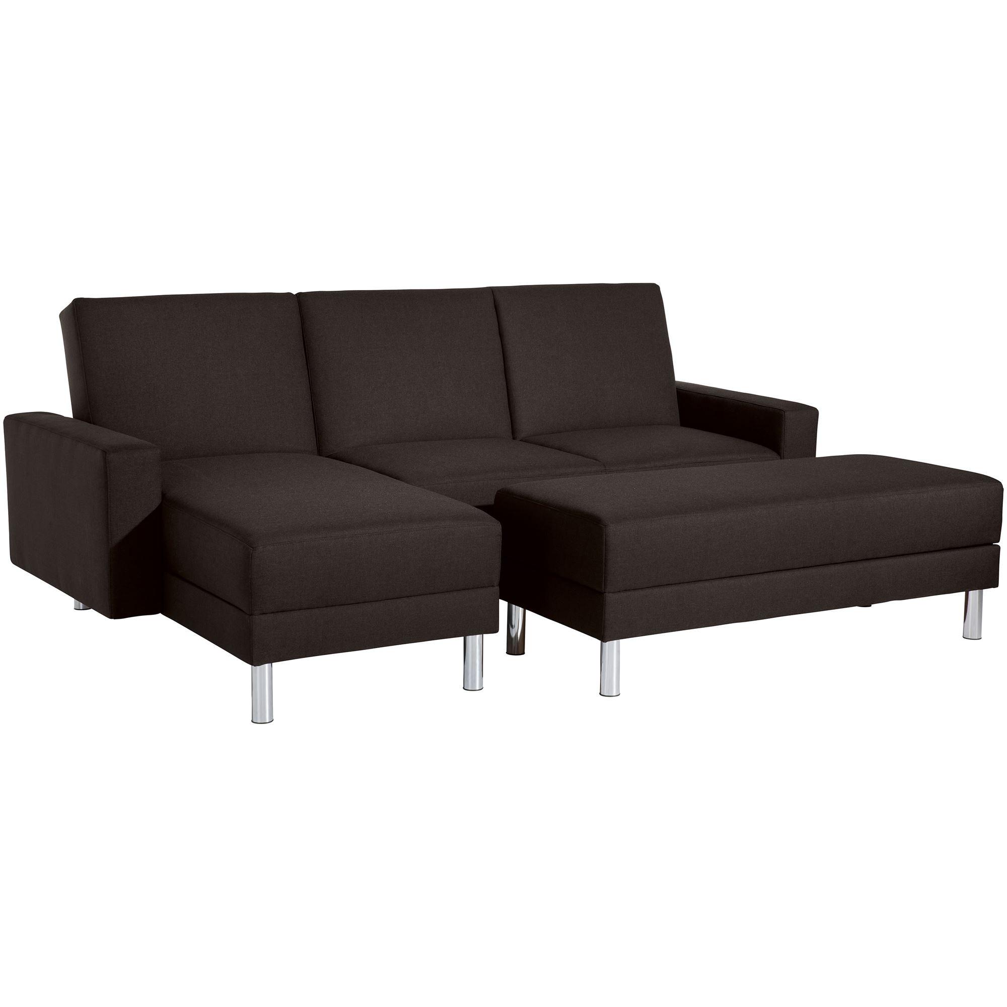 FUNKTIONSSOFA mit Hocker Katryna Flachgewebe schoko - Mokka, Kunststoff (144/92/230cm) - 58aufmkessel