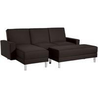 FUNKTIONSSOFA mit Hocker Katryna Flachgewebe schoko - Mokka, Kunststoff (144/92/230cm) - 58aufmkessel