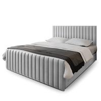 BOXBETT ARION 200x200 cm mit Matratze und Topper, H2+H3 - Hellgrau - Hellgrau, Holz (200/200cm) - MASSENO