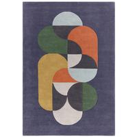 WOLLTEPPICH handgewebt HULL-Beverley, geometrisch, Dunkelblau, 120 x 170 cm - Multicolor, Textil (170/120cm) - KADIMA DESIGN