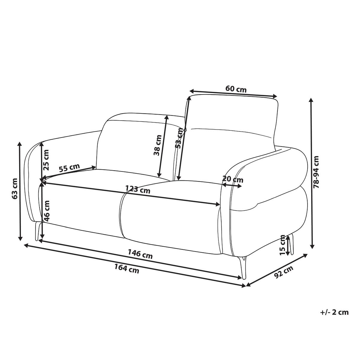 2-SITZER-SOFA Bouclé Cremeweiß Artuna - Creme, Textil (164/78/92cm) - Beliani