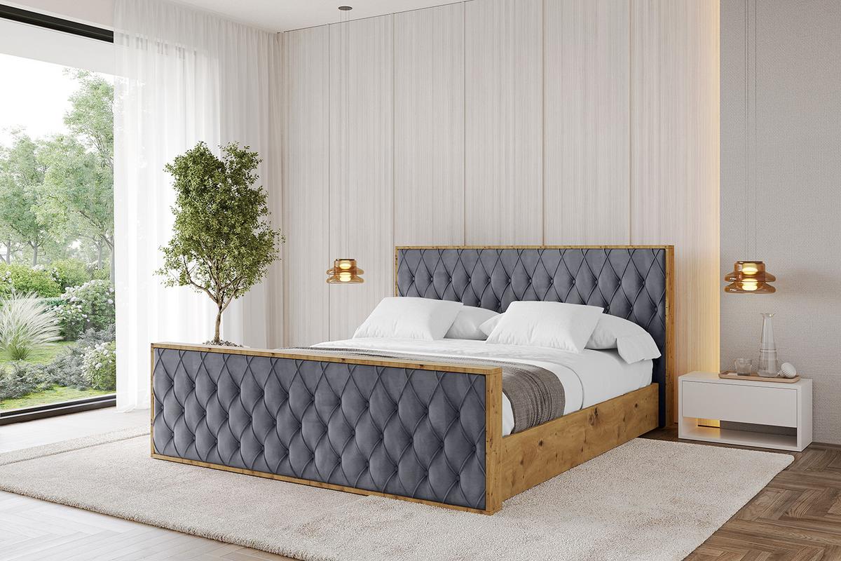 POLSTERBETT mit Bettkasten, Fußteil und Lattenrost, Boxbett ohne Matratze - ENZO5-Z 180x200 Dunkelgrau - Dunkelgrau, Holzwerkstoff/Textil (180/200cm) - ALTDECOR
