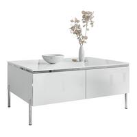 COUCHTISCH AURORA SILVER mit Stauraum und geraden Beinen - Weiß Hochglanz, Holzwerkstoff (60/90/44.5cm) - Lookway