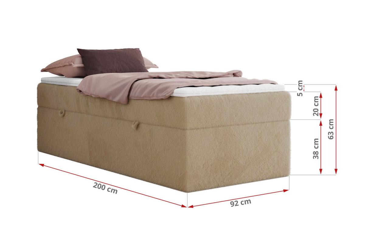 BOXBETT ZERO 90/200 - Beige Plüsch - H4 - Topper T25 - Beige, Textil (90/200cm) - MKS