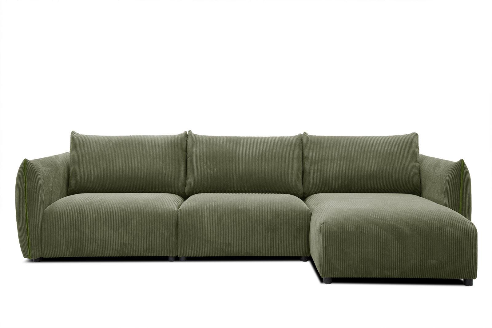 ECKSOFA TAUER 5-Sitzer, olivgrün - Schwarz/Olivgrün, Holzwerkstoff/Kunststoff (294/173cm) - Wozimo