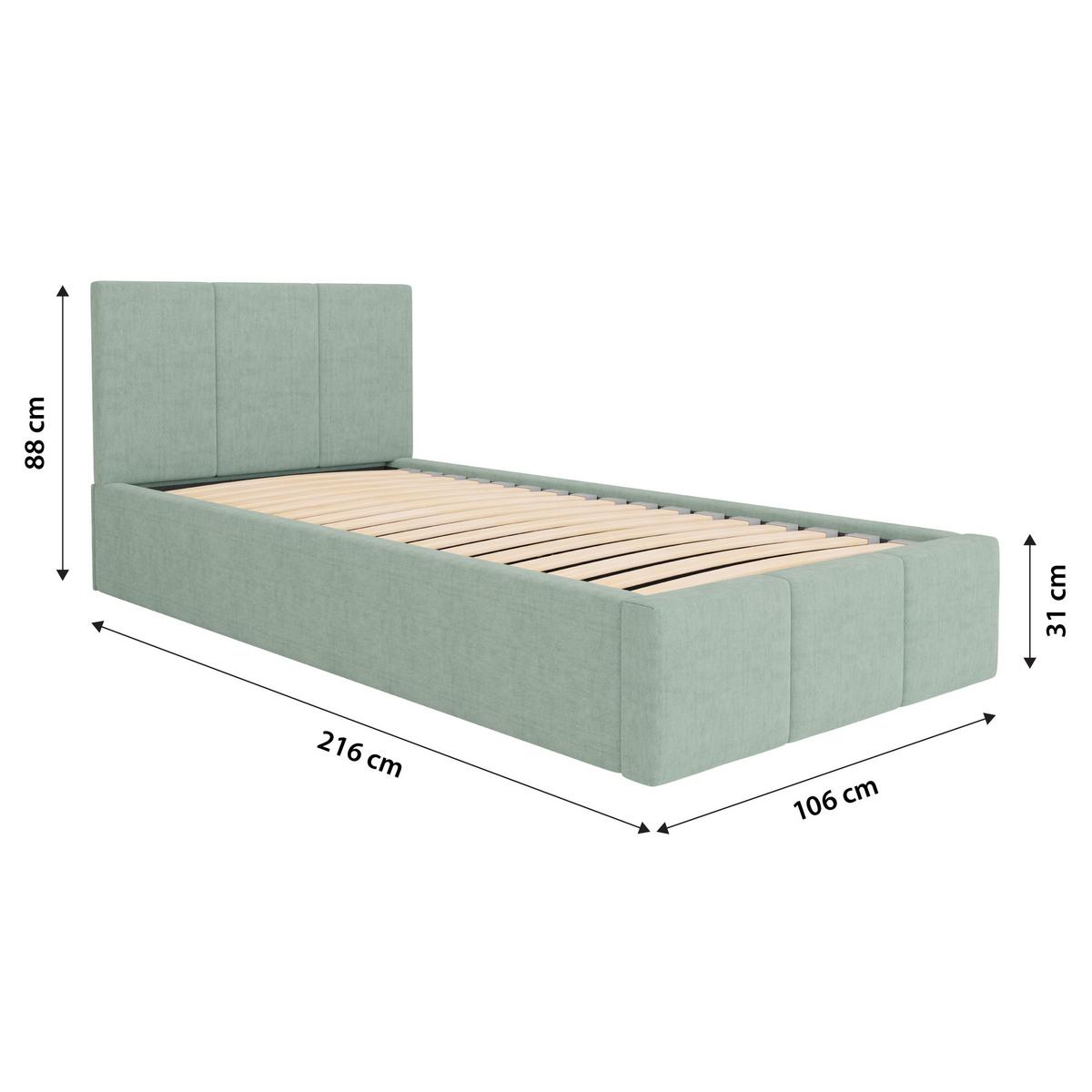 POLSTERBETT für Schlafzimmer Bett mit Stauraum Mint 90x200 - Grün, Holzwerkstoff/Metall (90/200cm) - Muralo