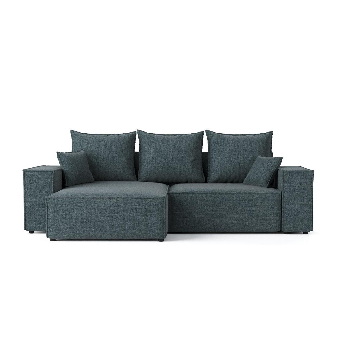 ECKSOFA SENSO mit Schlaffunktion Blaugrau im City Stoff - Blaugrau/Schwarz, Holz/Holzwerkstoff (255/148cm) - AltaBeds