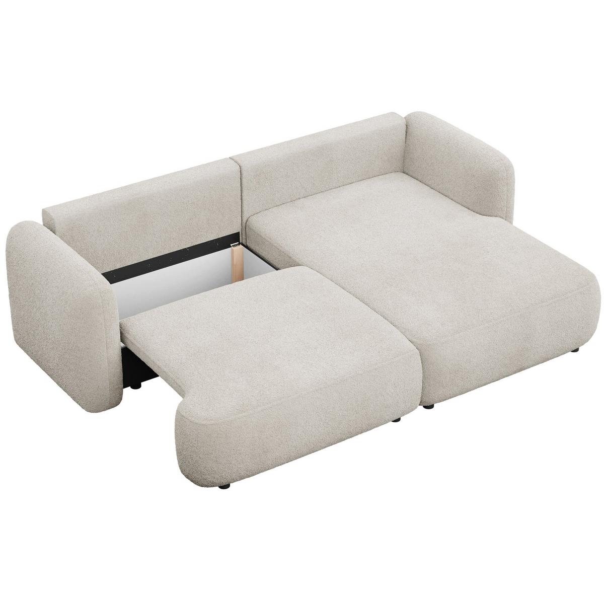 ECKSOFA Tvoya Hellbeige Bouclé - Ecru/Schwarz, Kunststoff/Textil (175/267cm) - Selsey