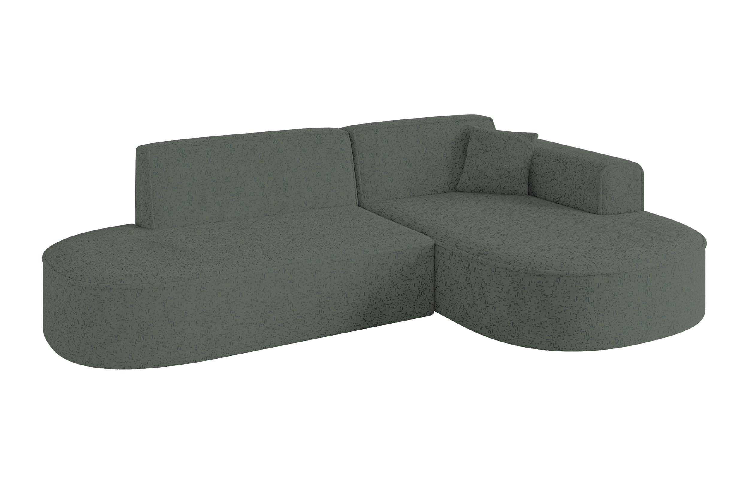 ECKSOFA Ottomane Rechts MARI-L1 - 243x171x79 cm Grün Tissu - Schwarz/Grün, Holzwerkstoff/Kunststoff (171/243cm) - ALTDECOR