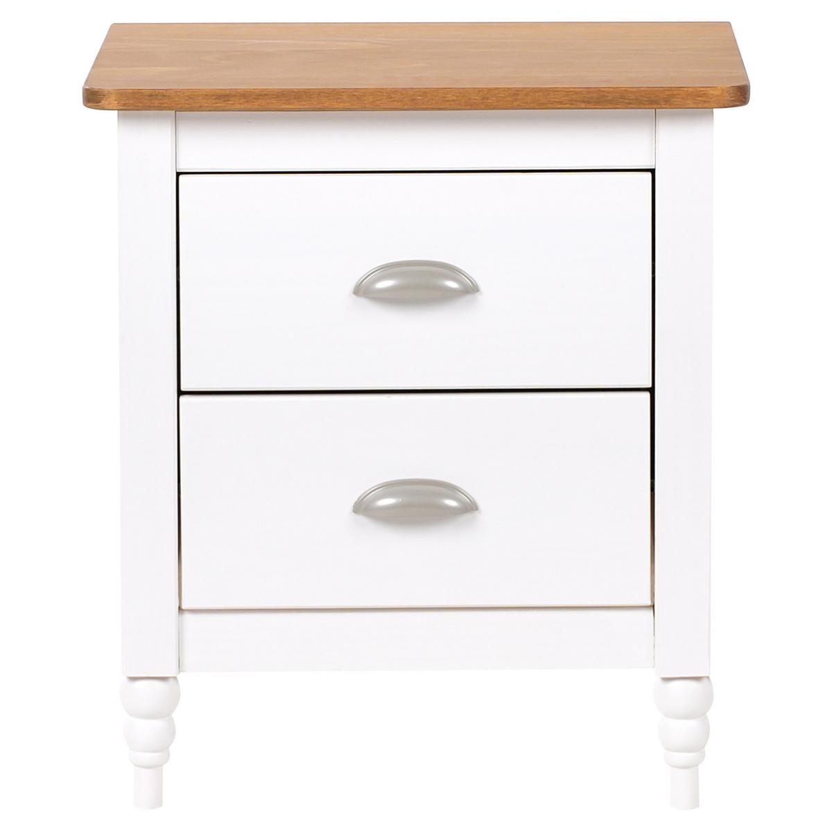 NACHTTISCH Weiß/Silber/Heller Holzfarbton Shillington - Hellbraun/Silberfarben, Holz (46/52/35cm) - Beliani