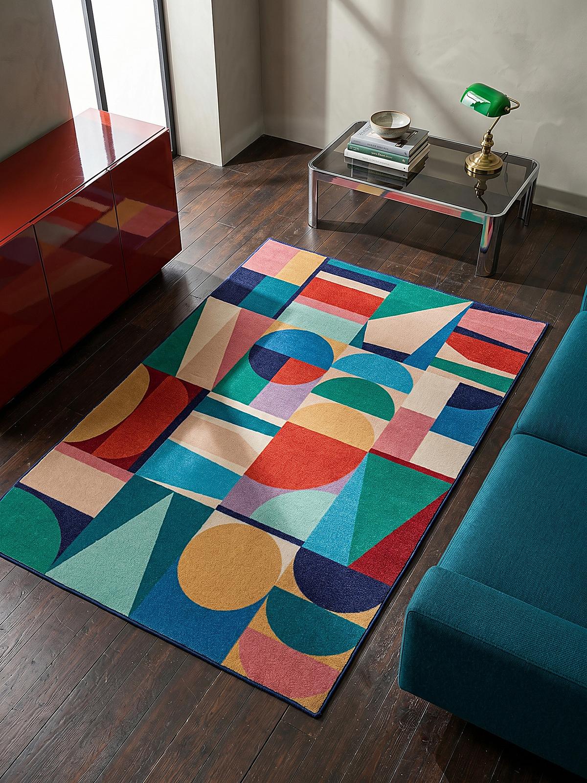 WOLLTEPPICH DAHLIA, geometrisch, aus Wolle, Bunt, 140 x 200 cm - Multicolor, Textil (200/140cm) - KADIMA DESIGN